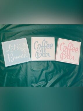 Blue & Pink Coffee Bar and Brunch sign Set